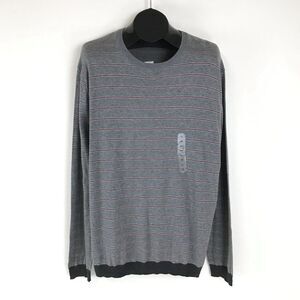 GAP Sweater Men's XL Gray Striped Casual Long Sleeve 100% Cotton Knit Pullover